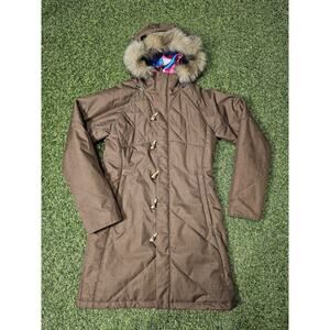 Volcom Thermonite Parka Jacket Womens Snow 06 Sz Medium Brown Long 8000MM/5000GM